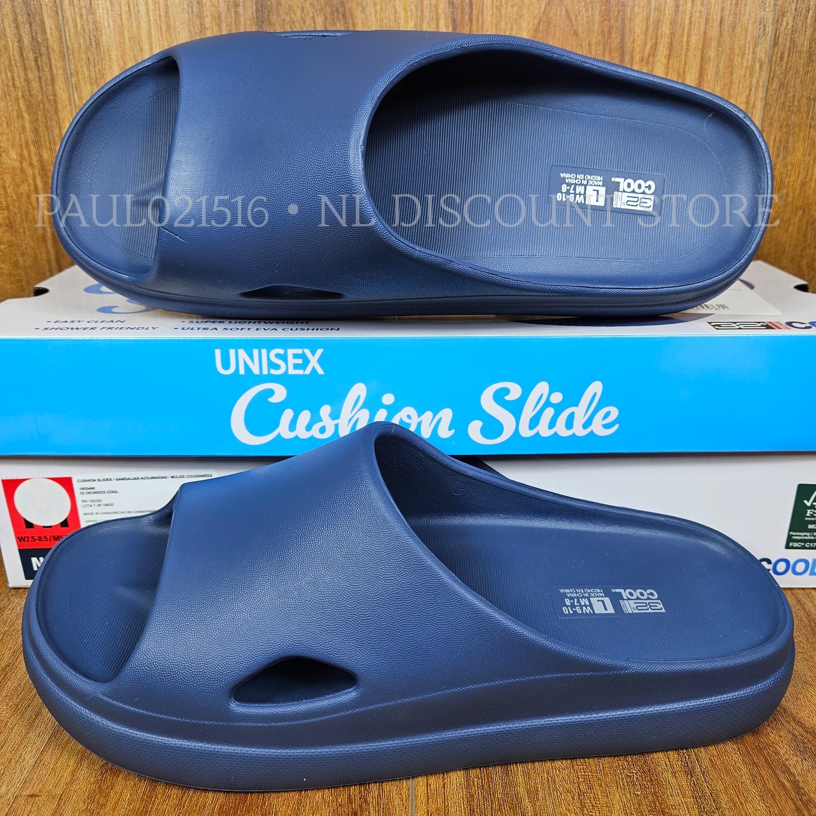 32 DEGREES Unisex Cushion Slide Sandals (W)Women’s (M)Men’s ~ Navy