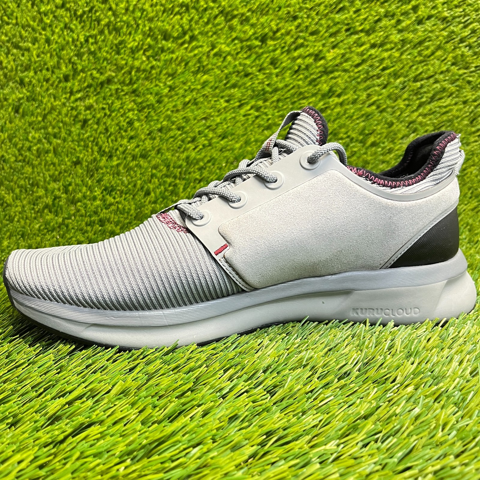 Kuru Atom Mens Size 7.5 Gray Black Red Athletic Running Walking Shoes Sneakers