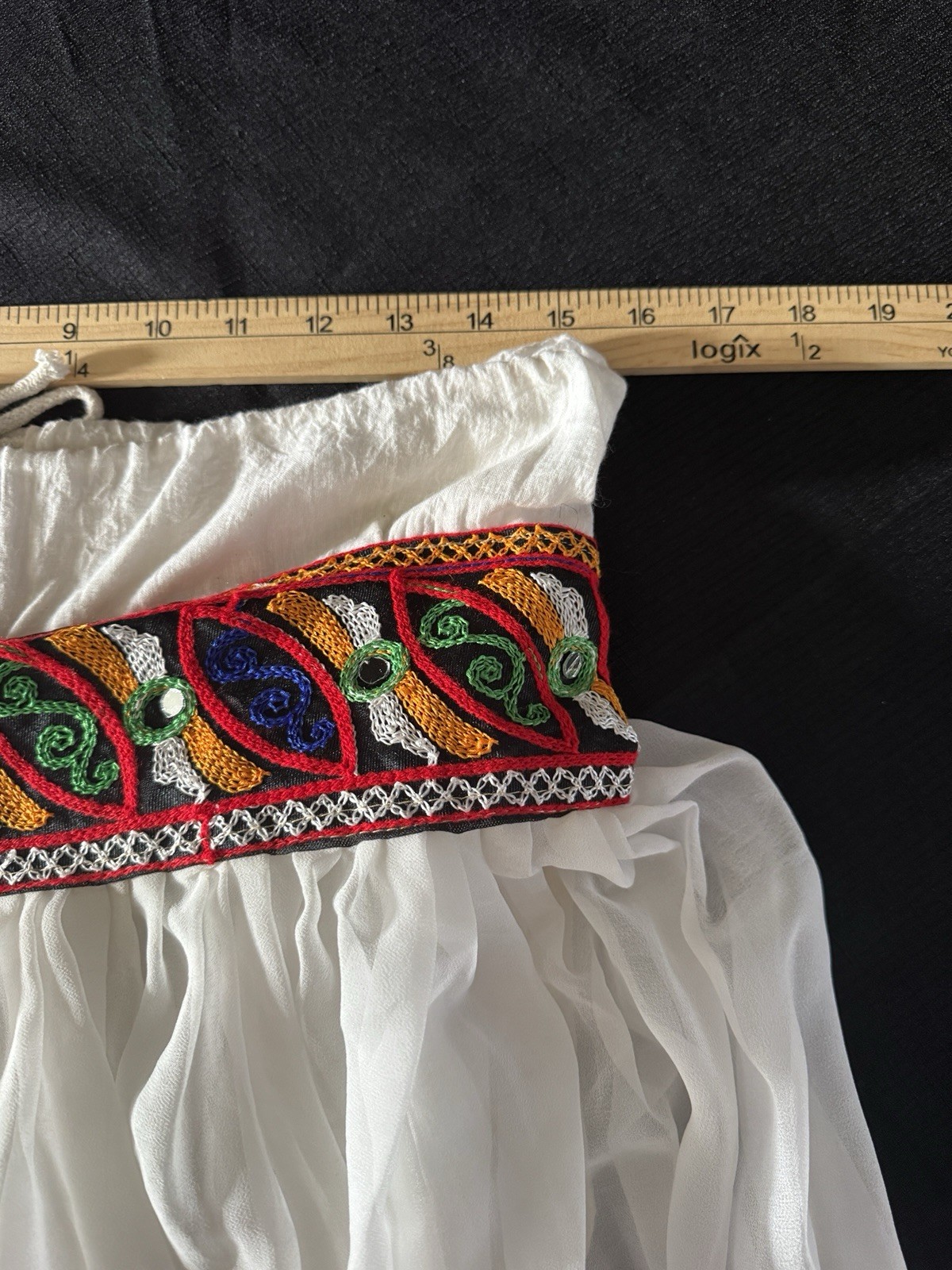 Embroidered Skirt White With Multi Colored Embroidery Mirror Navratil Celebrates