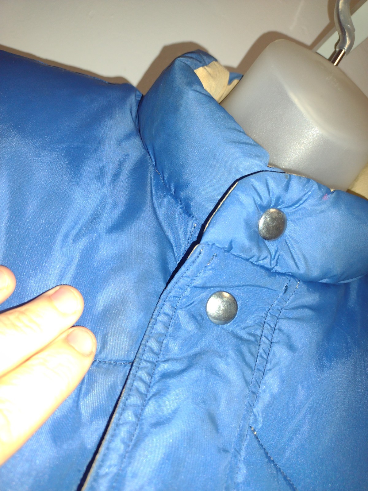 VTG 80s Pacific Trail Reversible Down Vest Tan/Blue Nylon Poly Cotton L