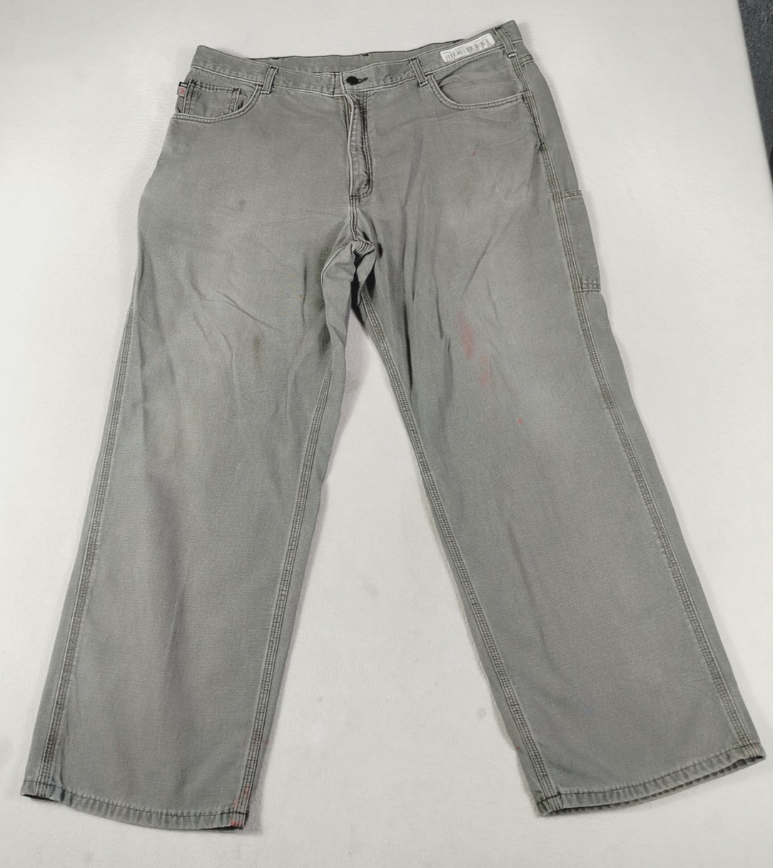 Carhartt FR Carpenter Pants Mens 40 Green Relaxed Fit Workwear Distressed FRB159