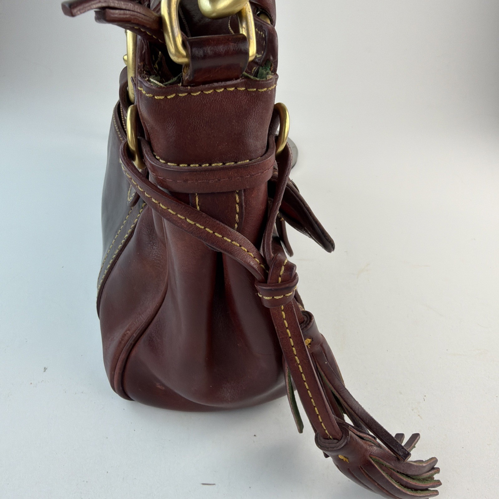 Dooney Bourke Dark Brown FLORENTINE Italian Leather Medium Size Satchel Purse