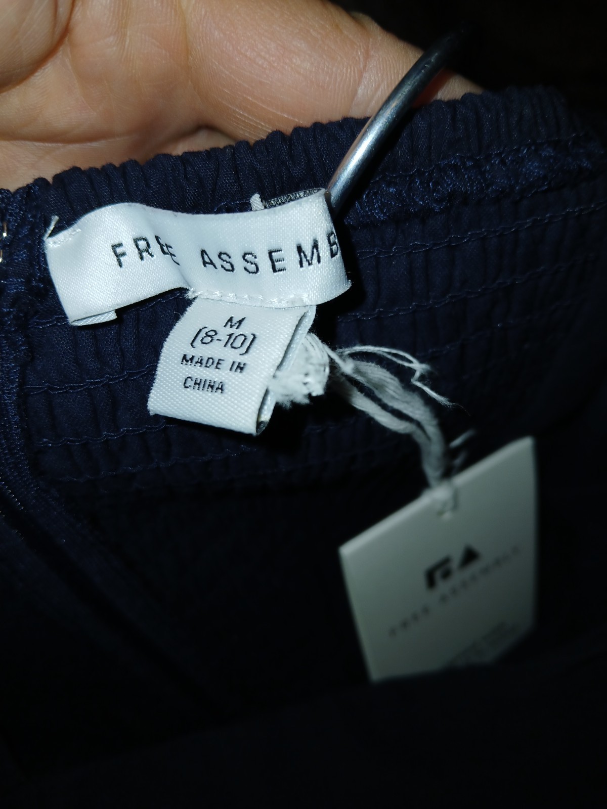 Free Assembly Navy Blue Cotton Eyelet Dress sz M