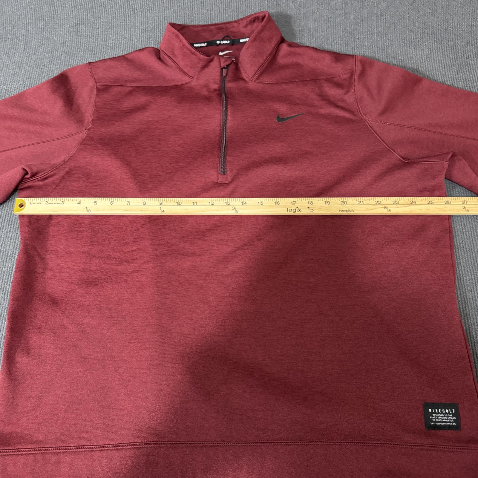 Nike Golf Pullover Mens 2XL Red Fleece 1/4 Zip Mock Neck Short Sleeve 932350-653