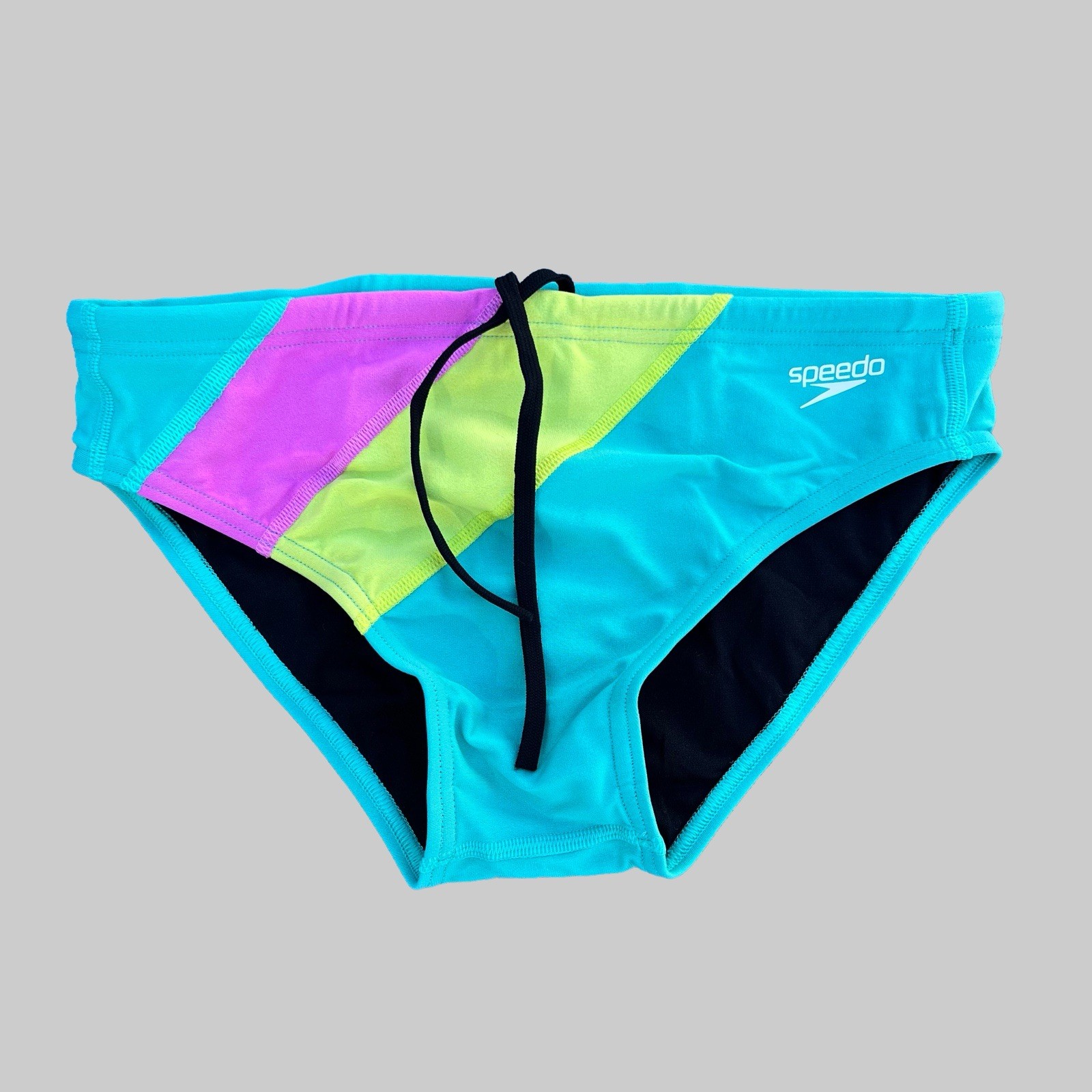 Speedo Men acid lime green colorblock swim Brief Swimwear size 28 30 32 34 36 38