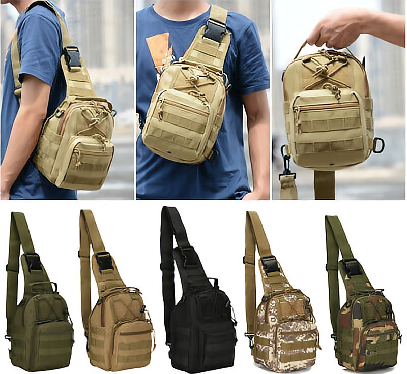 Mens Tactical Backpack Molle Sling Shoulder Bag Chest Pack Outdoor Hiking Travel