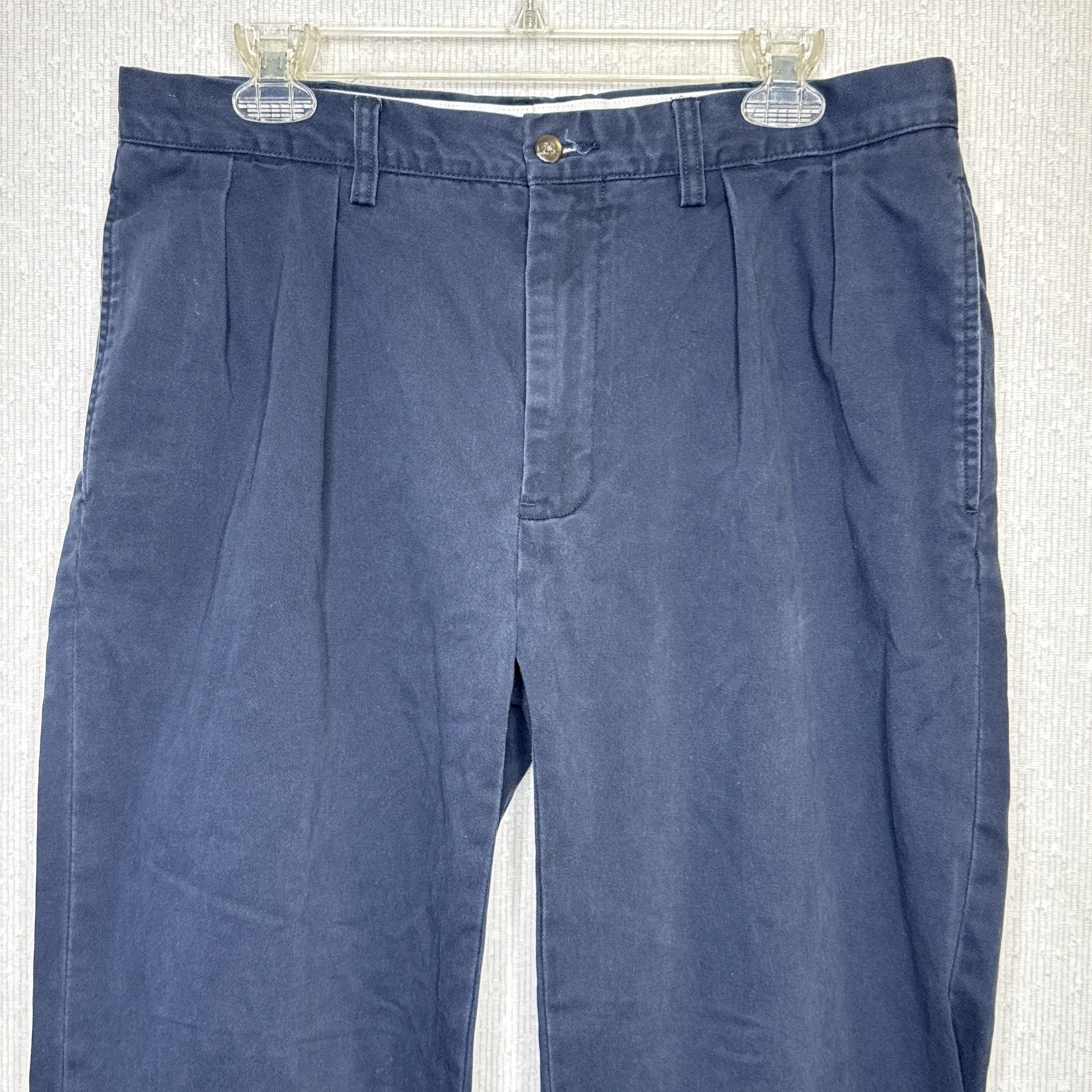 Polo Ralph Lauren Ethan Pant Mens 34×34 Navy Blue Pleated Cotton Chino Relaxed