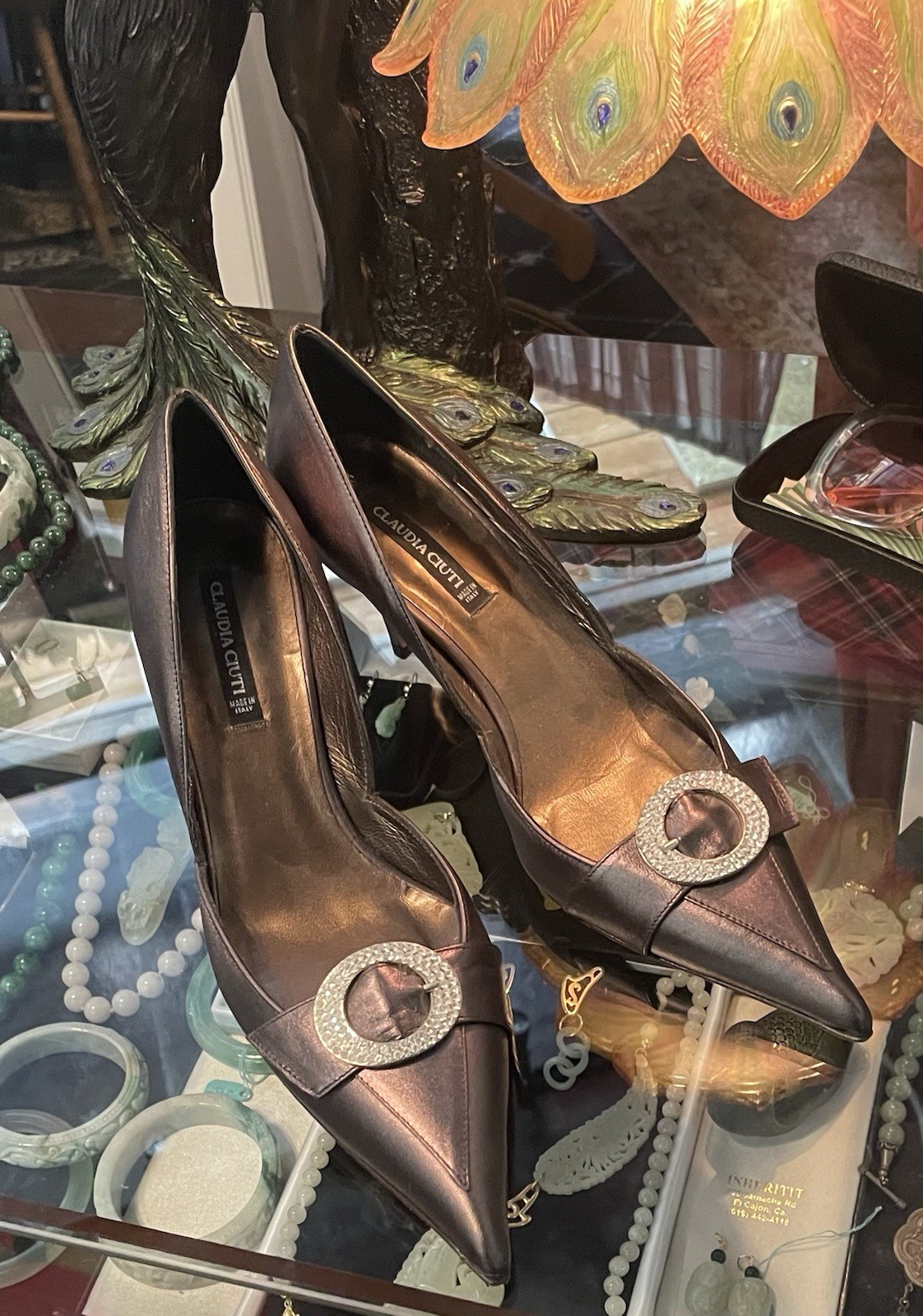 CLAUDIA CIUTI RIVA LT.PEWTER LEATHER ELEGANT HEELS/PUMPS ITALY $325 – NEW 7.5
