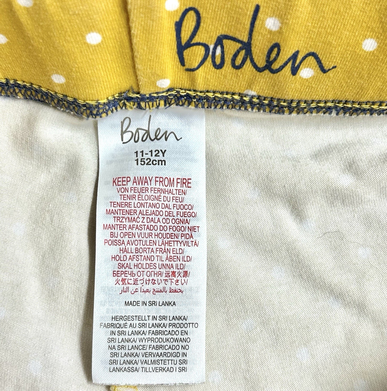 Boden Leggings Daffodil Yellow White Polka Dot Size 11-12Y 152cm Spring Easter