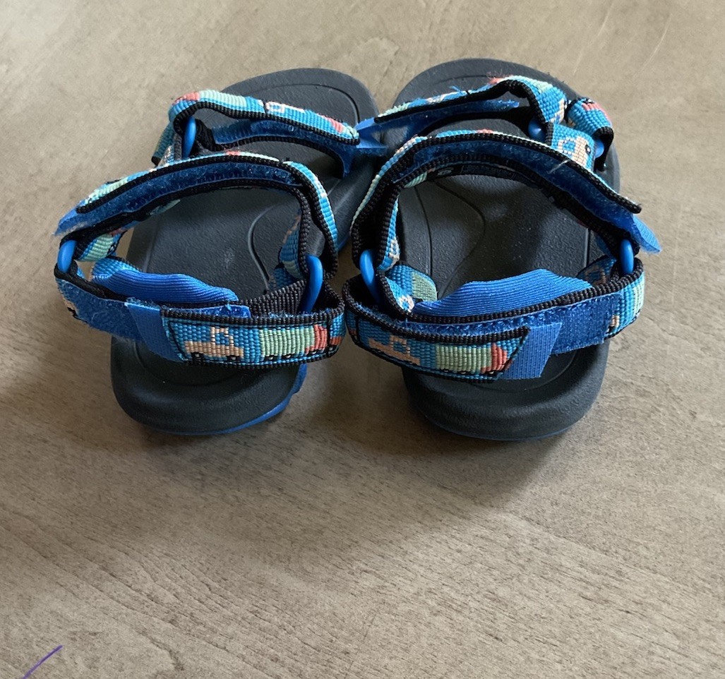Teva Hurricane Toddler Sport Sandals Blue Trucks!! Boys Size 5