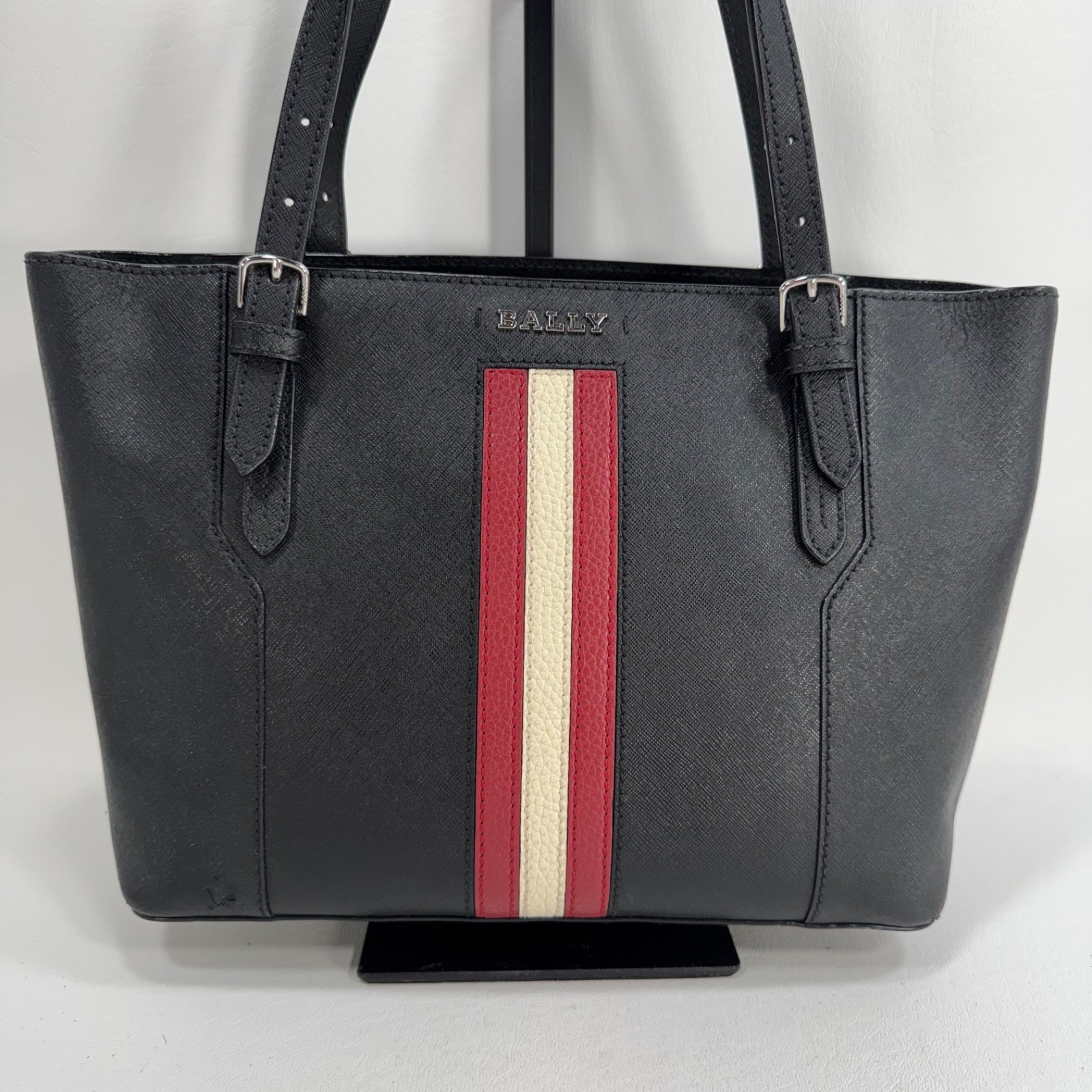 Bally Supra Black Embossed Leather Small Tote Purse – Damaged – See Details