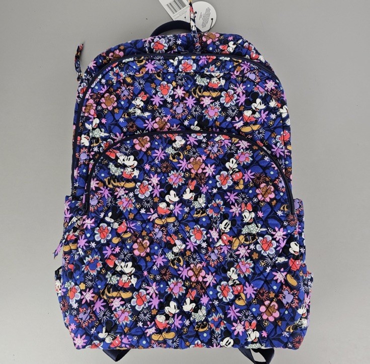 Vera Bradley Disney Mickey & Minnie Floral Blue Essentials Large Backpack NWT