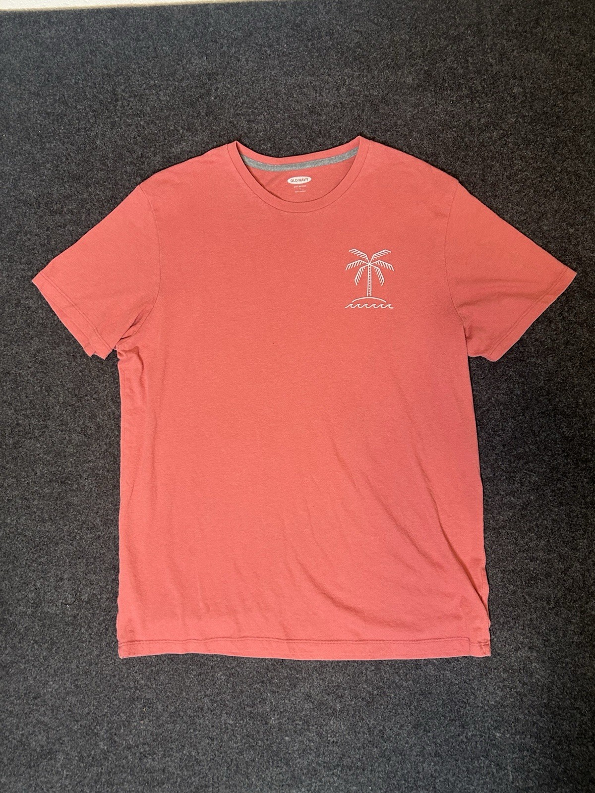 Old Navy Laguna Beach California Faded Coral Pink Graphic Crew Neck Tee Size L