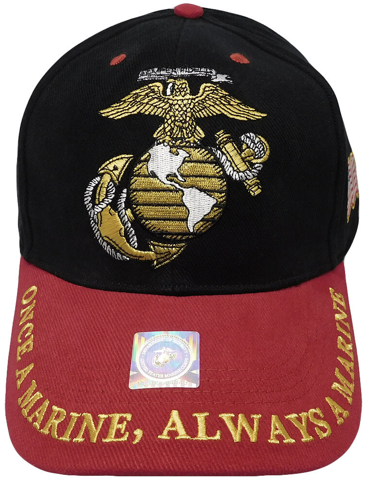 USMC SEMPER FI ONCE A MARINE ALWAYS A MARINE CORPS CAP HAT BLACK