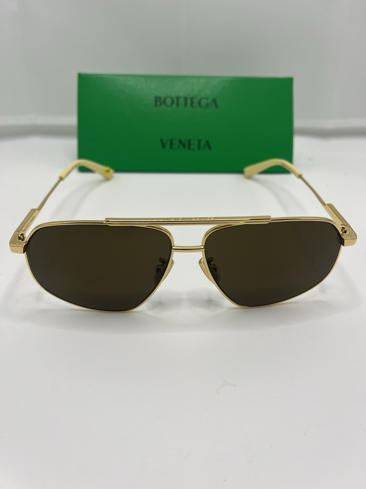 Bottega Veneta BV1194S 002 Gold Brown Aviator Sunglasses 61-12-144 New