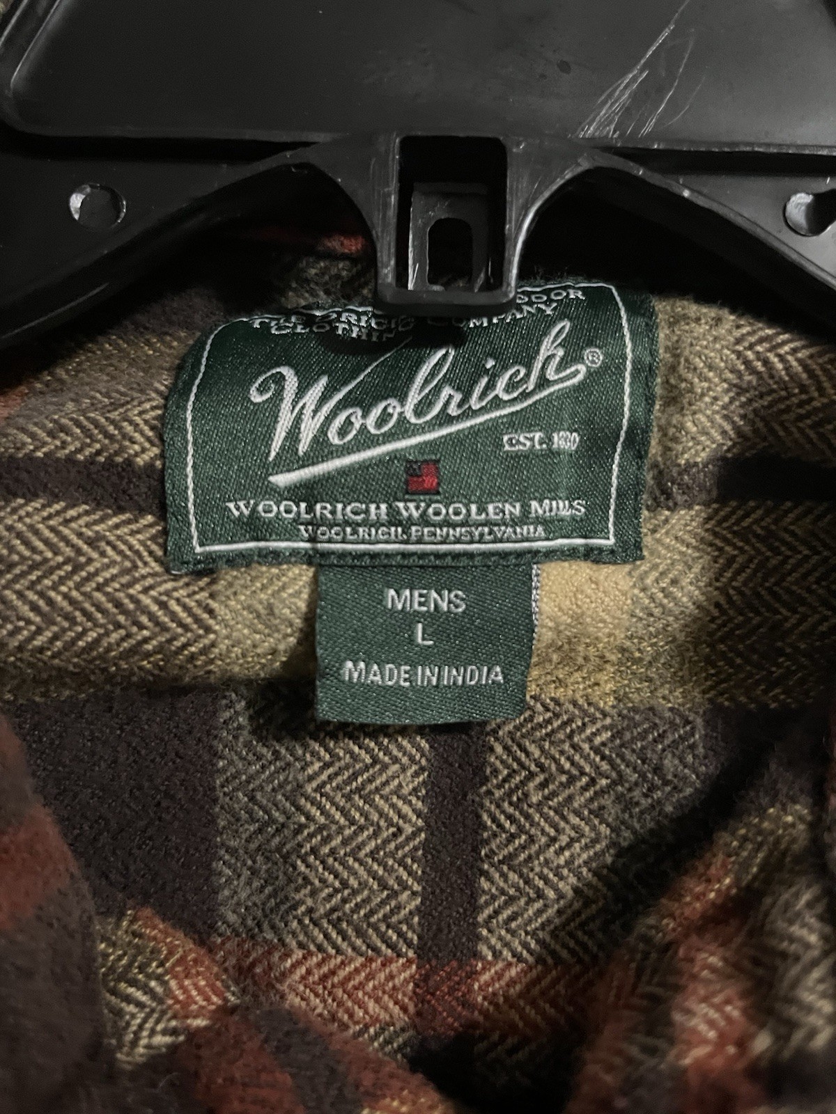 Woolrich 6111 Heavy Brown Cotton Flannel Shirt Jacket Men’s Large Elbow Pads