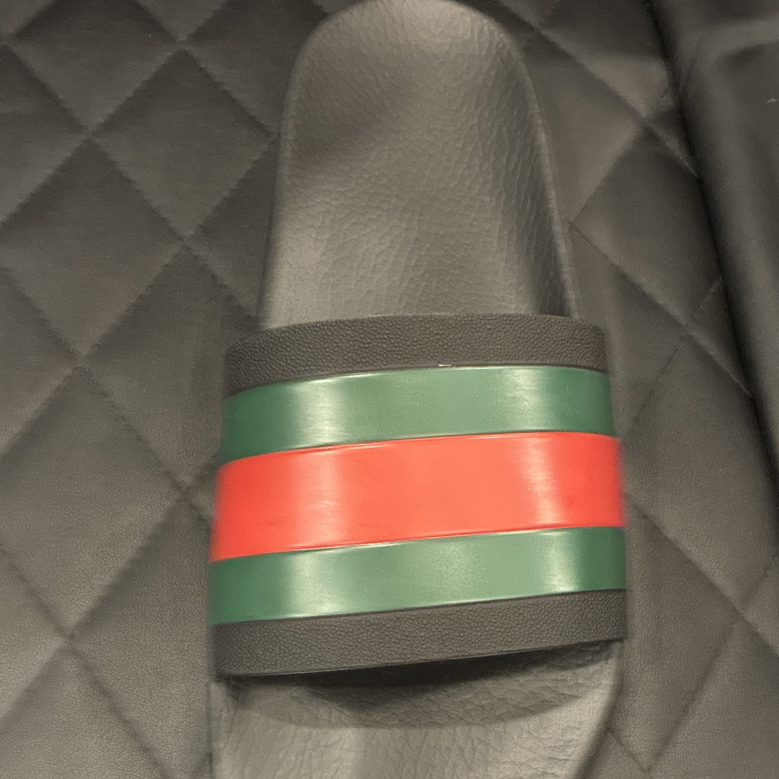 Gucci Pursuit 72 Men’s Rubber Slide Sandals Black Green/Red Web US 13 no box
