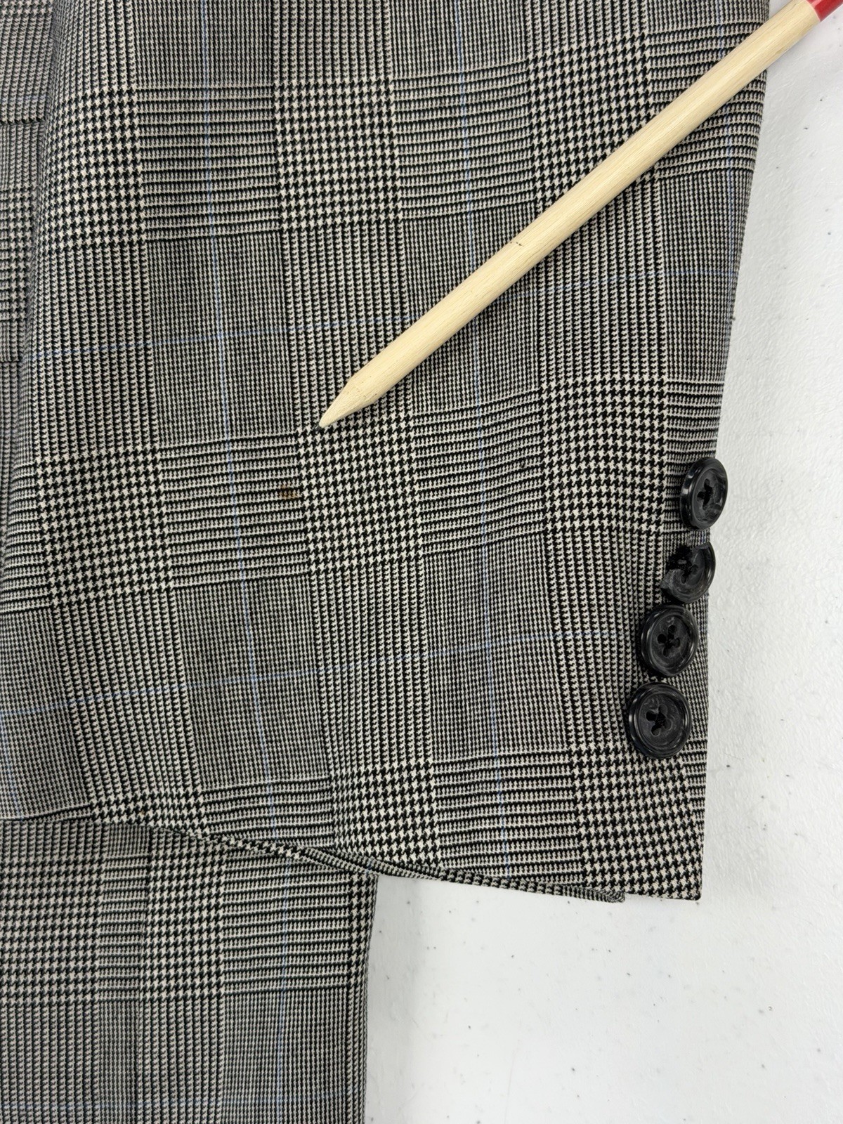 Hickey Freeman USA Men’s Gray Plaid 100% Wool Blazer 40R $895 Two Button