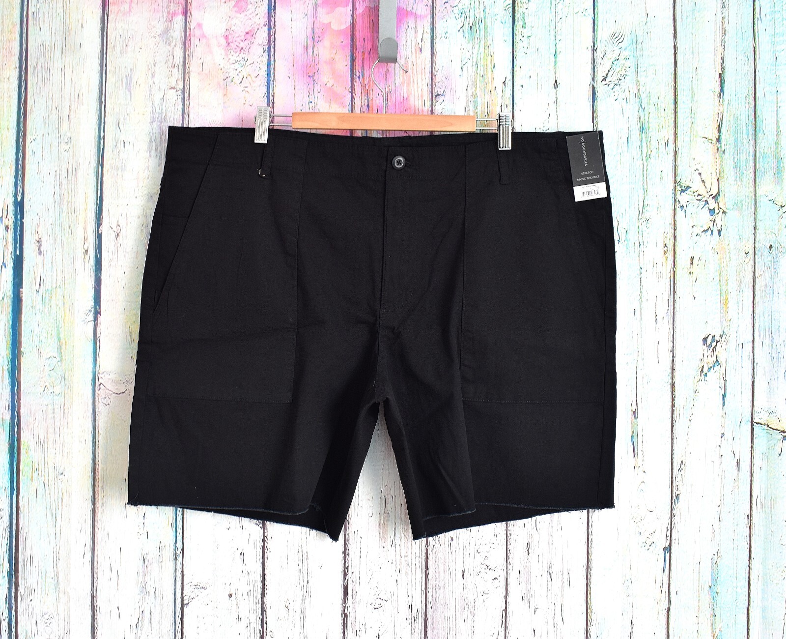 Men’s No Boundaries Flat Front Shorts Stretch Above The Knee Size 46 Black NWT