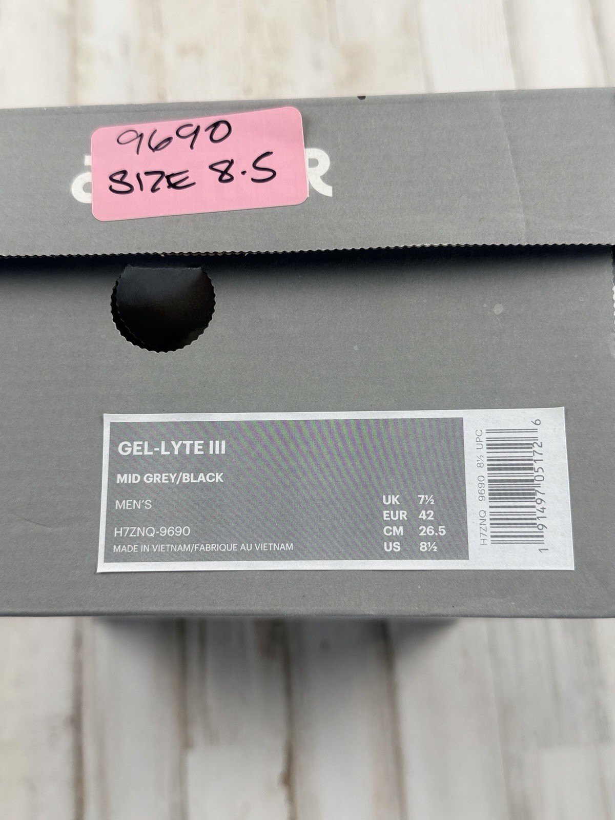 Asics Gel-Lyte III Made in Japan Black Denim Mid Grey H7ZNQ-9690 Size 8.5 NIB