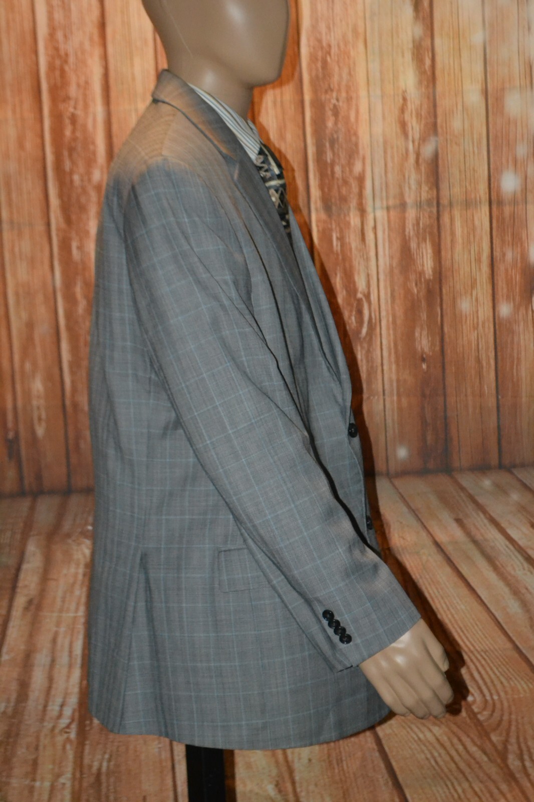 Michael Kors Men Gray Wool Blend Dual Vent Check Pattern Sports Coat Sz 46R