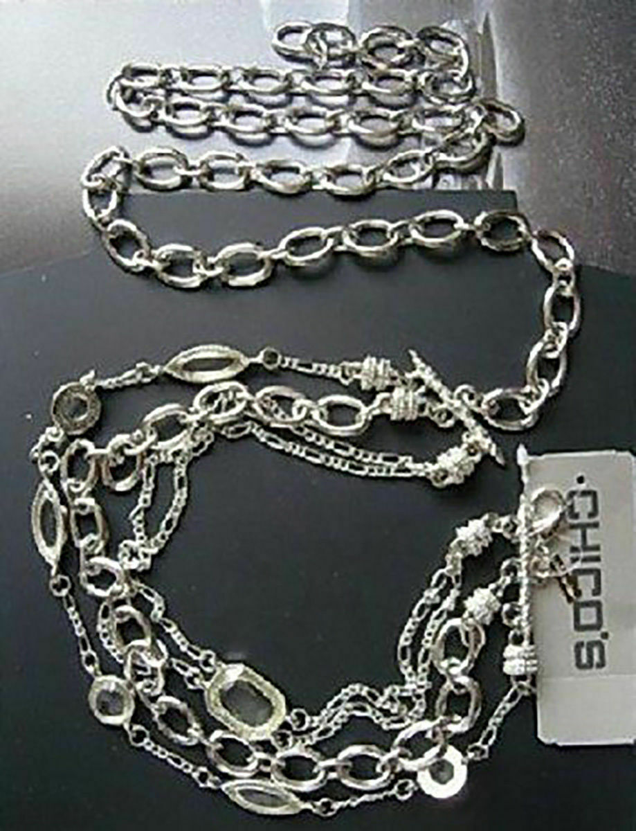 Chico’s Jewelry Glissta Chain Belt in Silver yellow Crystals RV$68