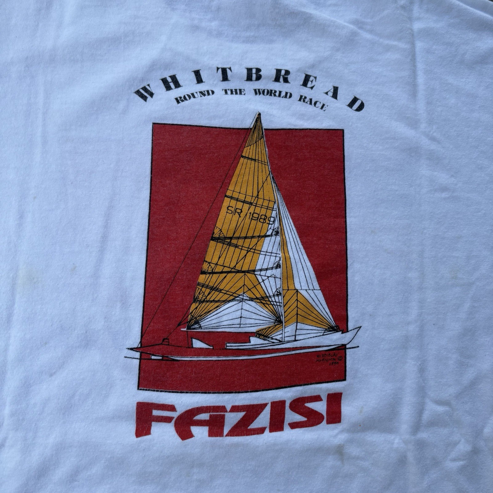 Vintage United State Soviet USSR sailing Team Round The World Race 1990 Shirt XL