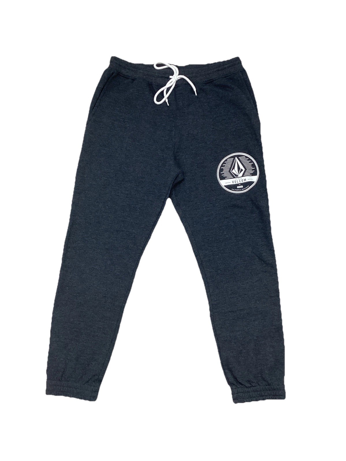 Volcom Men’s M Sweatpants Gray Cement Joggers Logo Active Wear Skateboarding Y2K