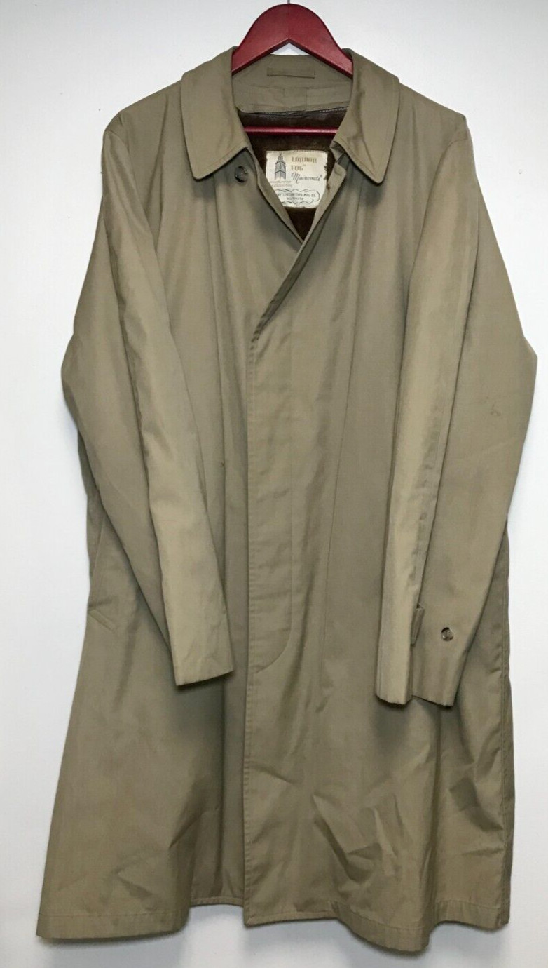 Maincoat London Fog Men’s 44 Long Beige Claeth Cloth Coat Removable Lining