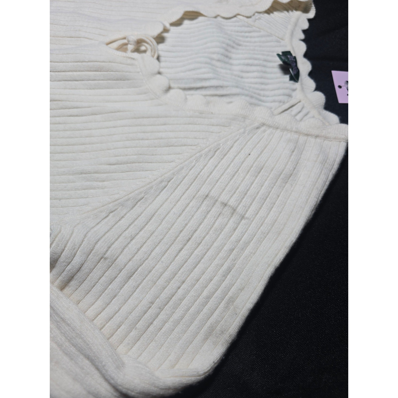 Wild Fable Ribbed Sweater Knit Mini Dress Tie Front Cream