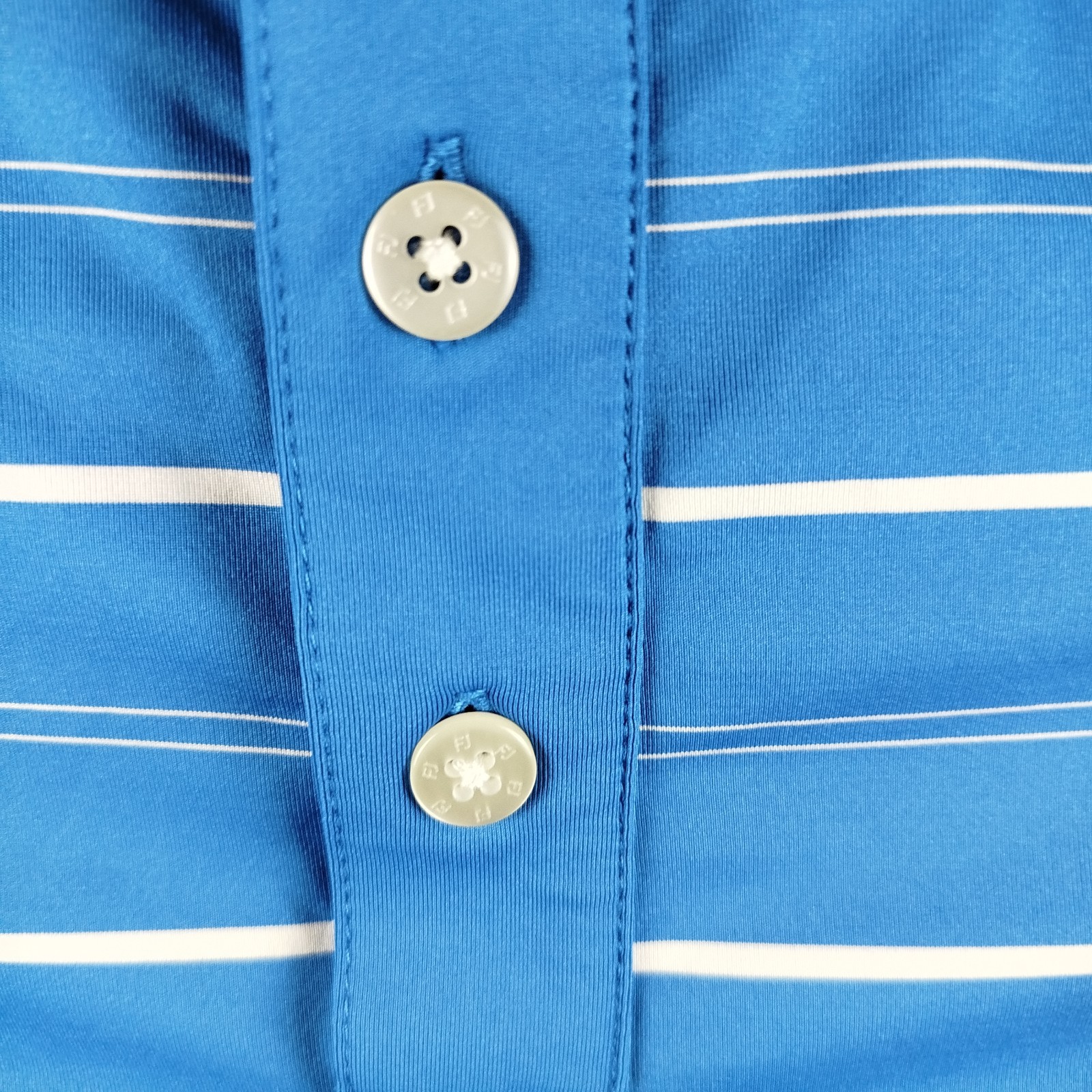 FootJoy Tour Issue Athletic Fit Polo Shirt Mens Small Blue Striped Stretch Golf