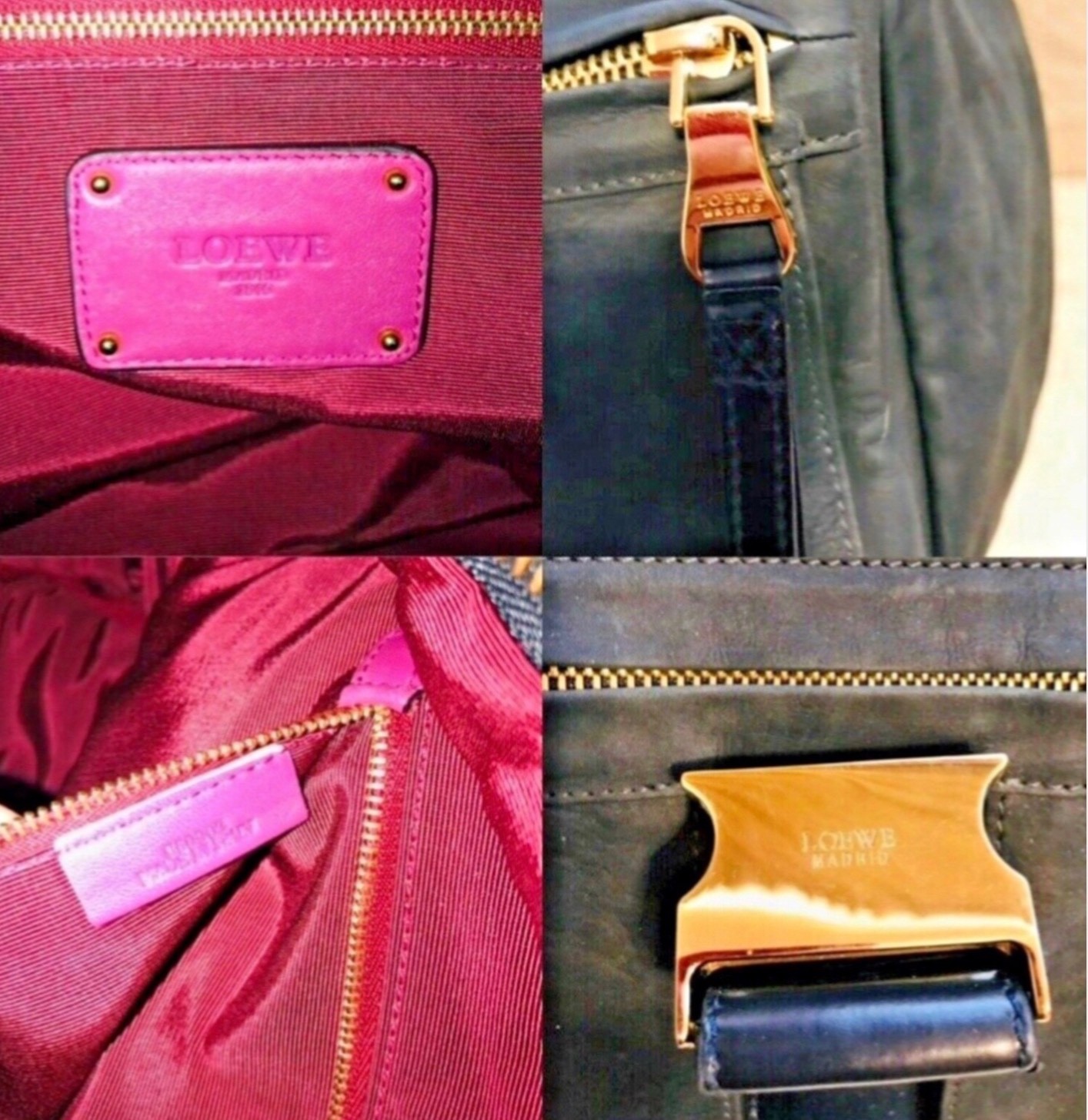 Loewe Leather Laura 33 handbag Black Pony-style calfskin Chain top Handle Bag