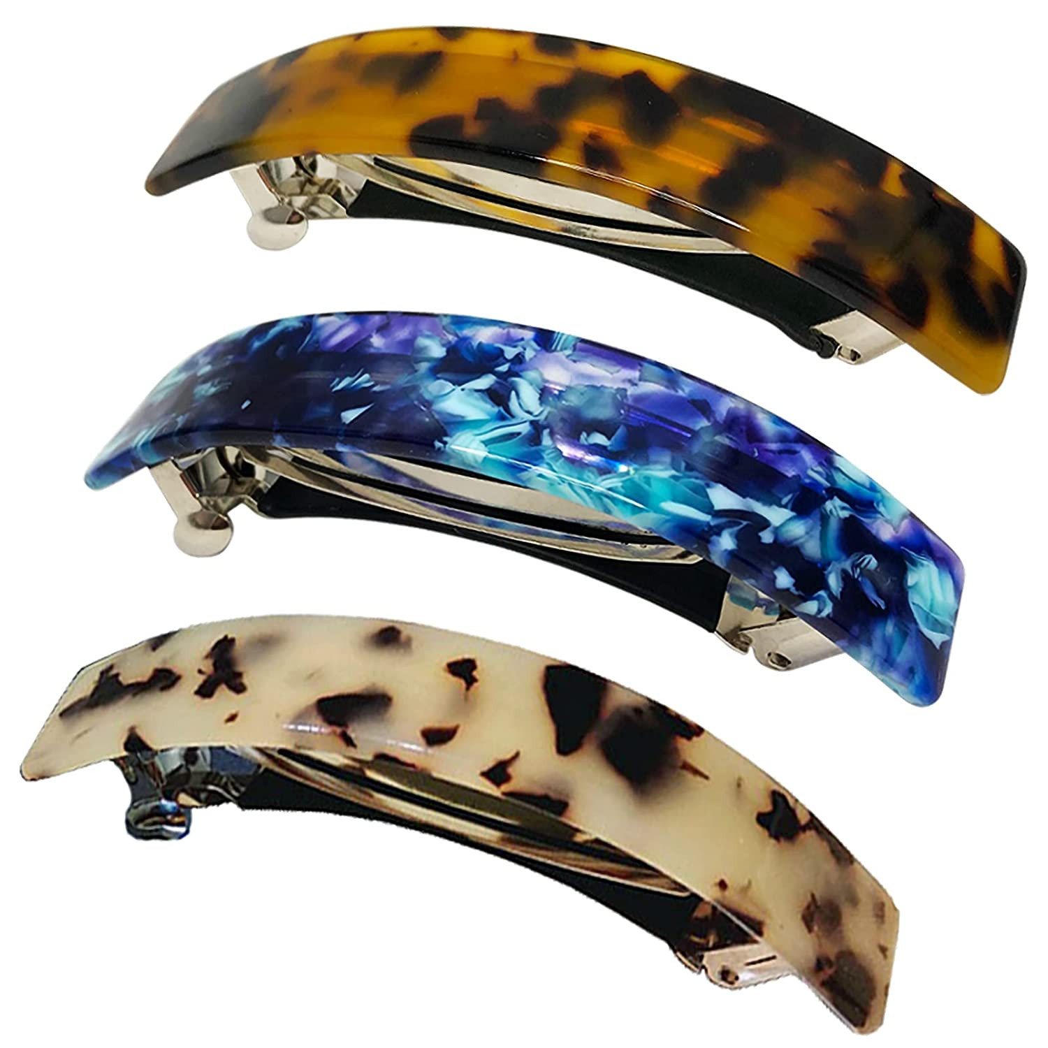 HYFEEL Large French Barrettes for Women Fine Thick Hair, Classic Tortoise Shell