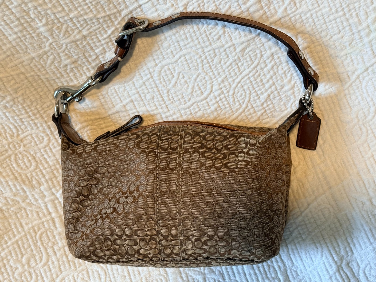 COACH Vintage Y2K Khaki Brown Mini Small Signature “C” Baguette Purse Bag F41514