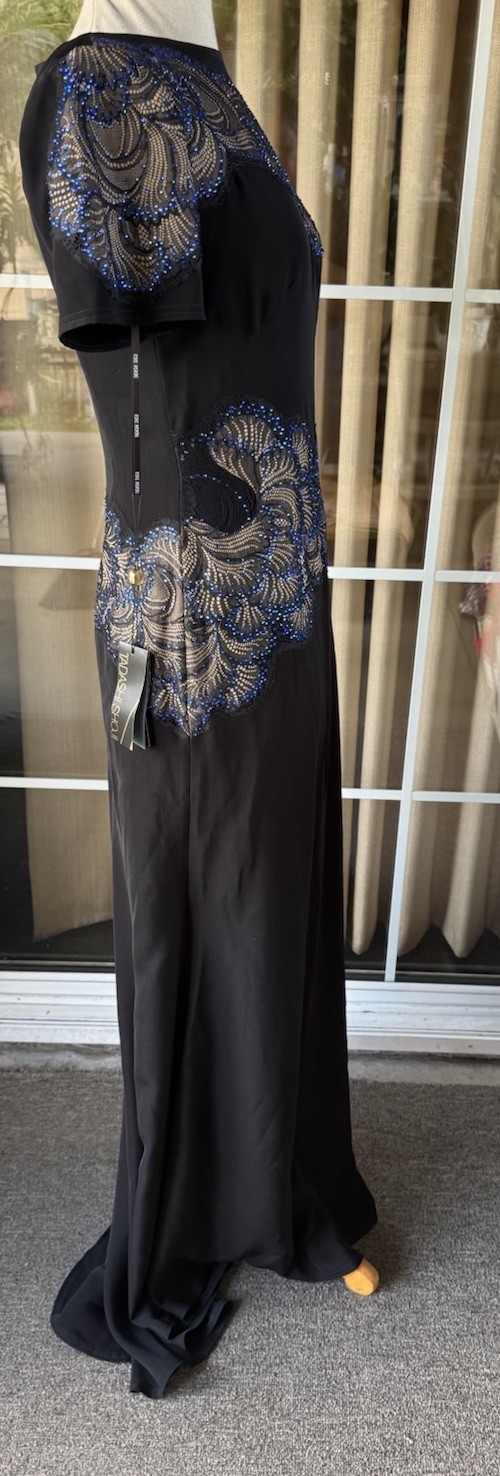 NWT Tadashi Shoji Crystal Lace Applique Side Panel Gown 4