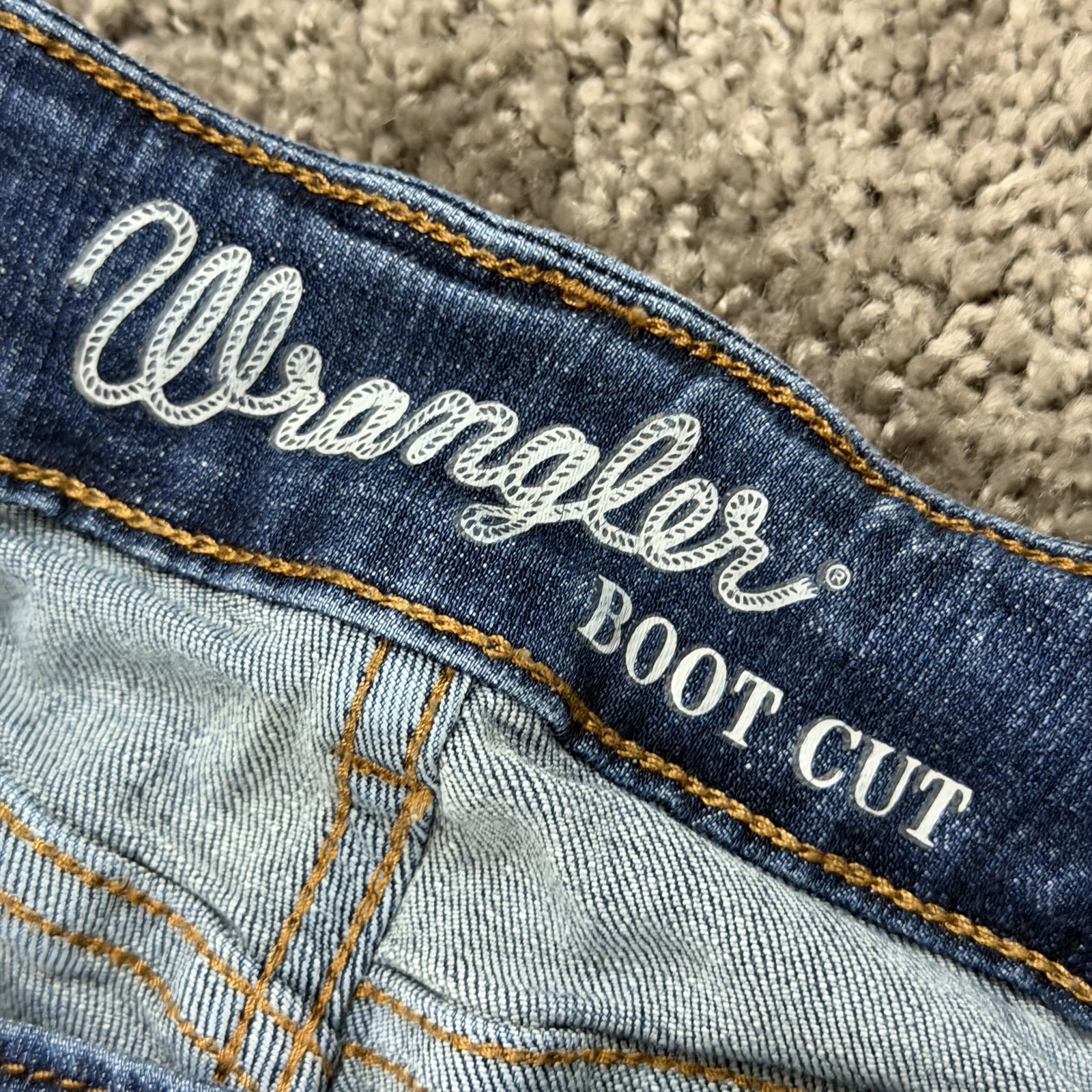 Wrangler Jeans Womens 3 Boot Cut Low Rise Dark Wash Stretch Denim Western 27×33
