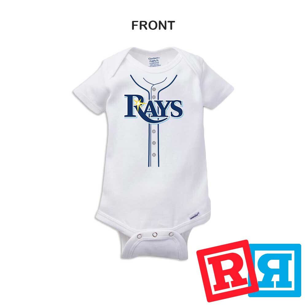 Personalized Tampa Bay Rays Gerber Baby Onesie® Cotton White Custom Bodysuit