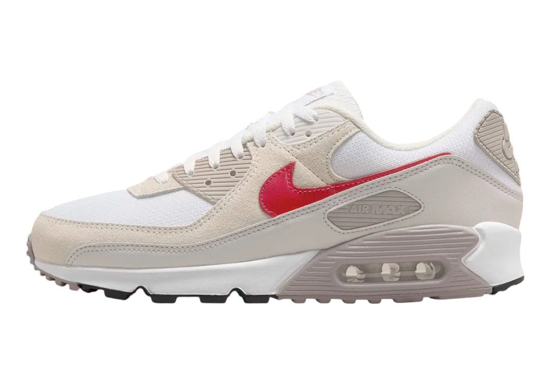 Nike Air Max 90 White College Grey Vast Grey University Red DM0029-113 Mens New