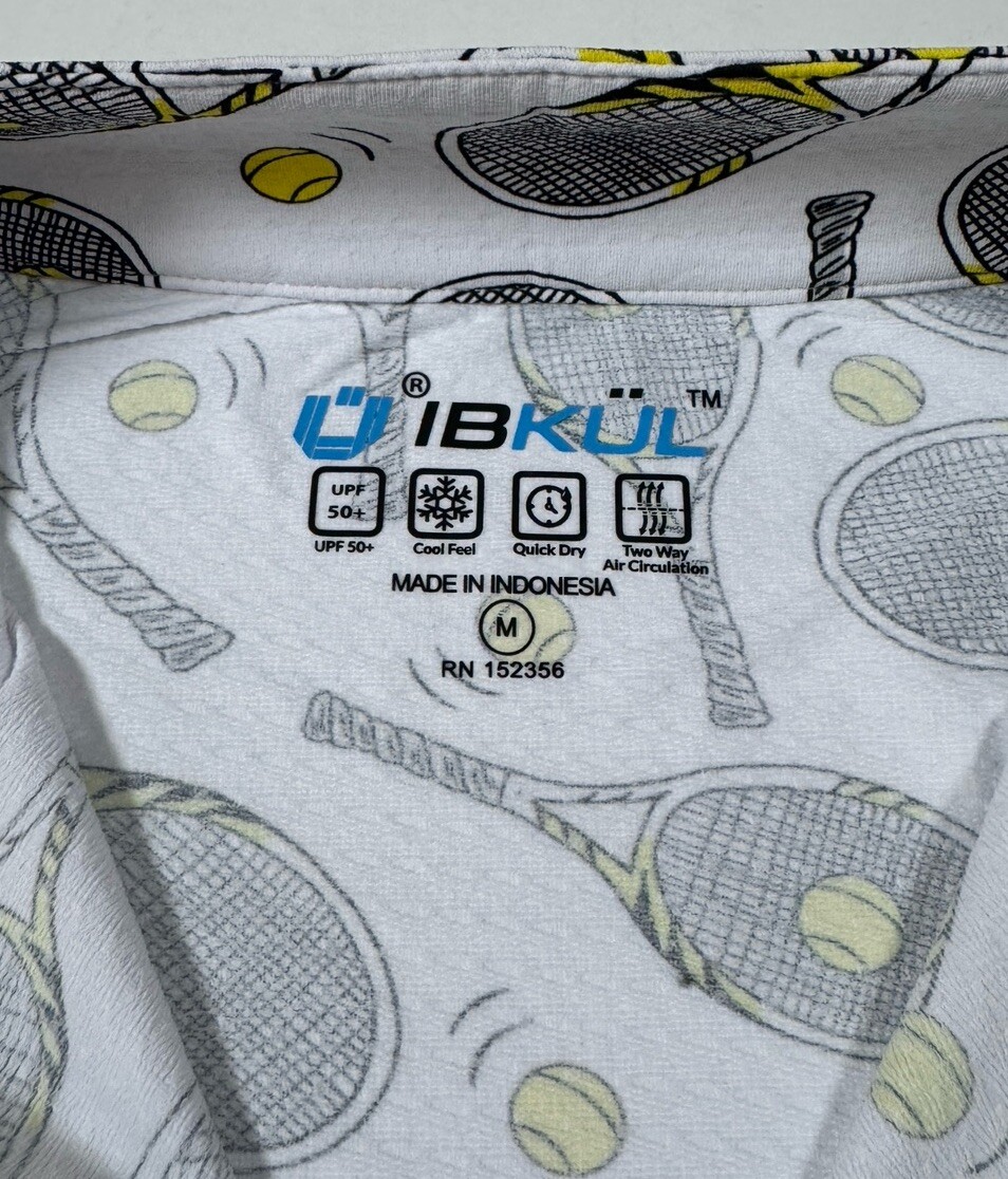 NWT IBKUL Golf Tennis Print 1/4 Zip Pullover Top XS S M L XL White Longsleeve I4
