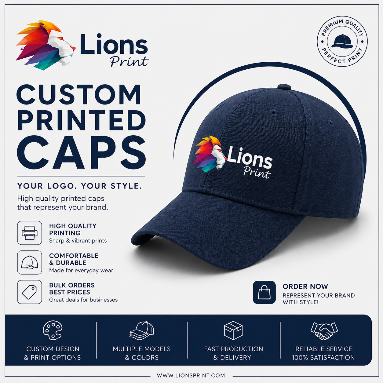 Custom Printed Baseball Cap Personalized Logo Hat Business Promotional Cotton 10