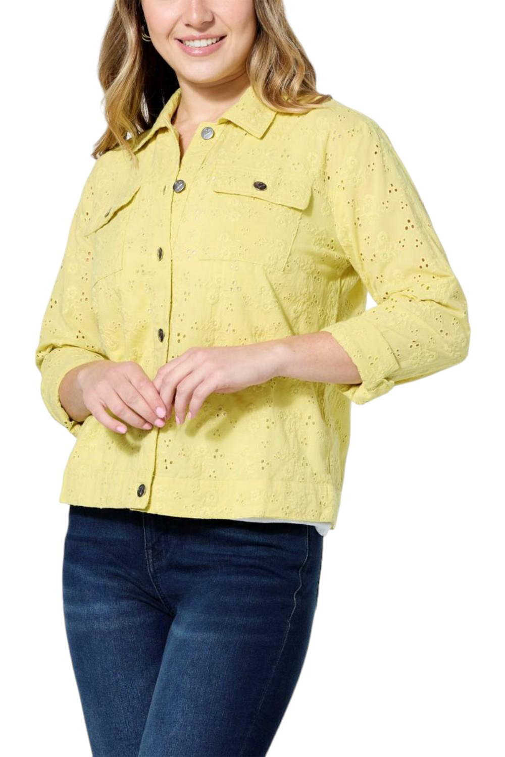 Colleen Lopez Cotton Eyelet Jacket Citron