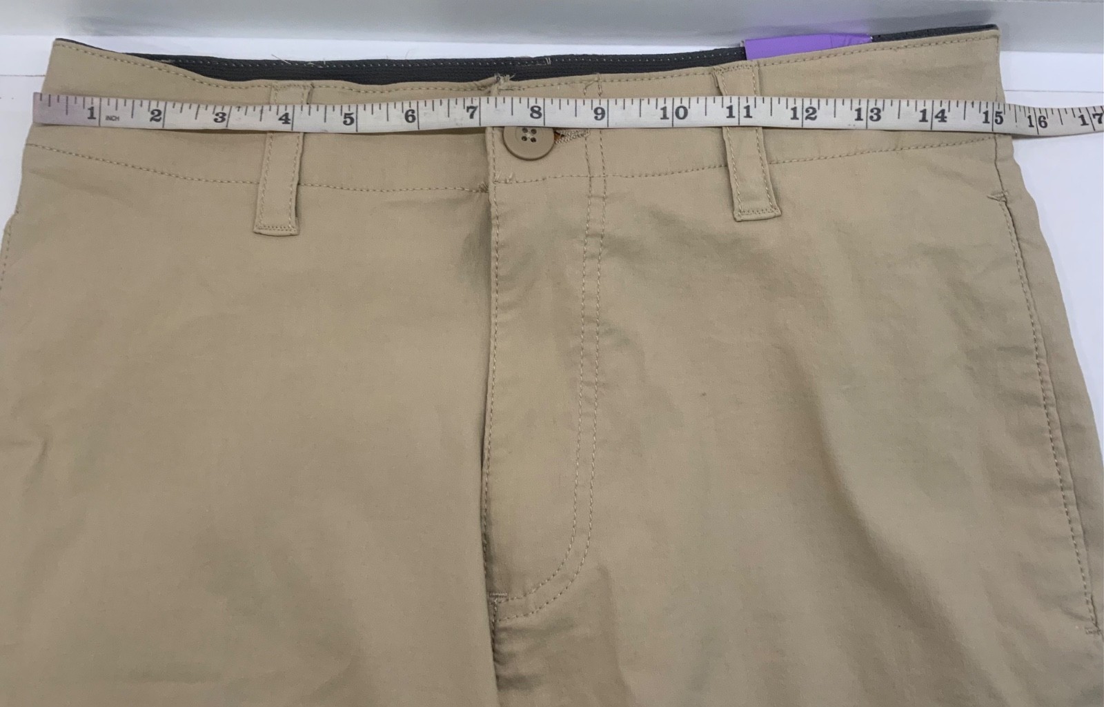 WEARFIRST 30” W x 9”L 11” rise CARGO SHORTS ELASTIC waist 6 pockets (2 zip) TAN