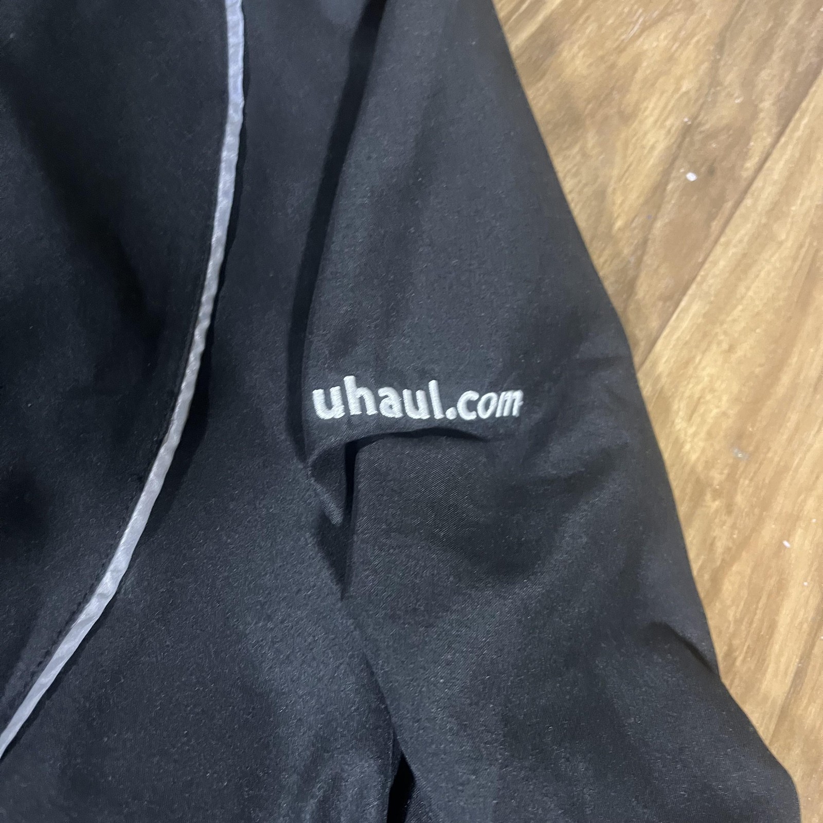 Vintage U-Haul Work Jacket Mens Medium Black Windbreaker Reflective Uniform