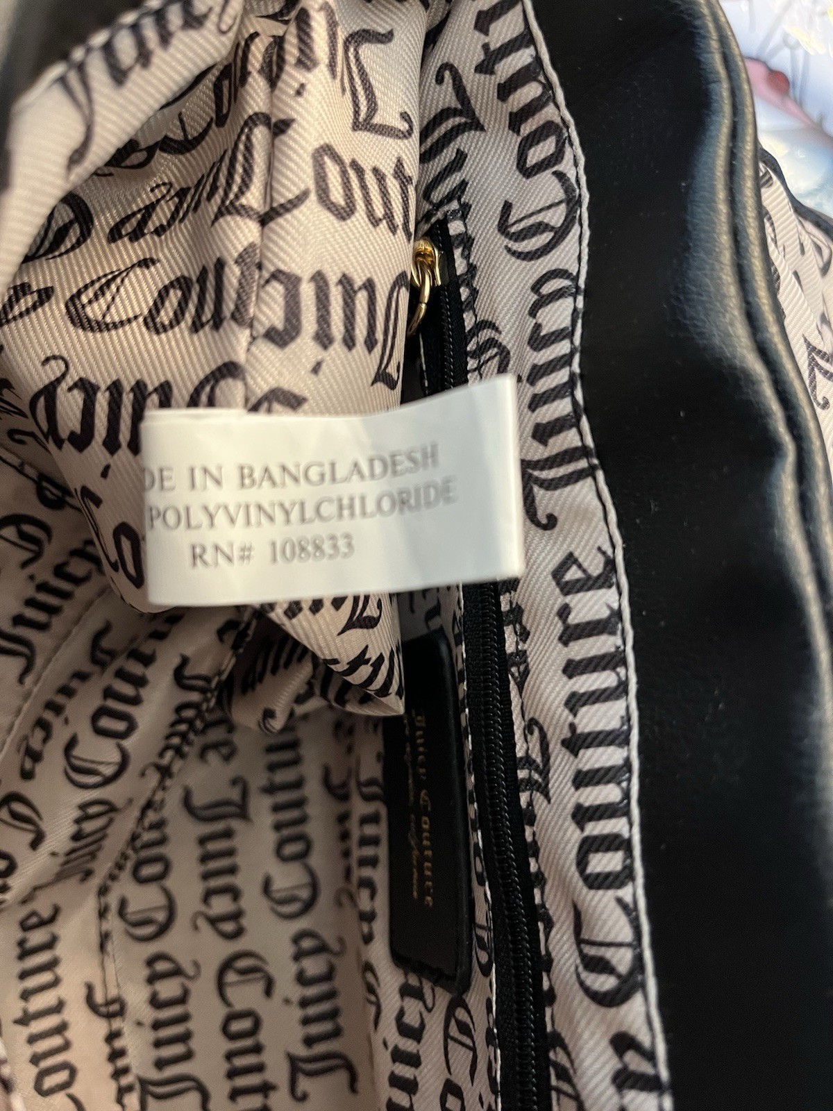 Juicy Couture Black Embossed Logo Shoulder Bag Bow Heart Charm Chain Link NWT