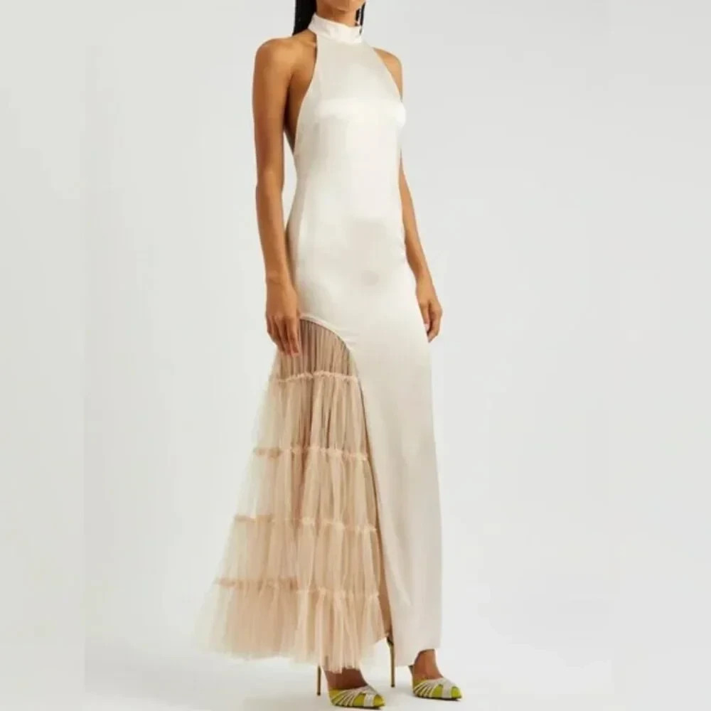 Alice & Olivia Ryn Slit Tulle Panel Maxi Dress – size 4, New with tags
