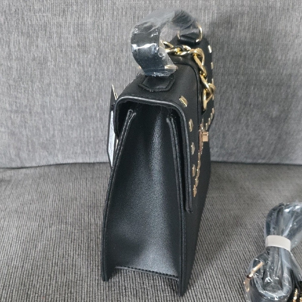 Badgley Mischka Black Crossbody Bag with Gold Accents, NWT.