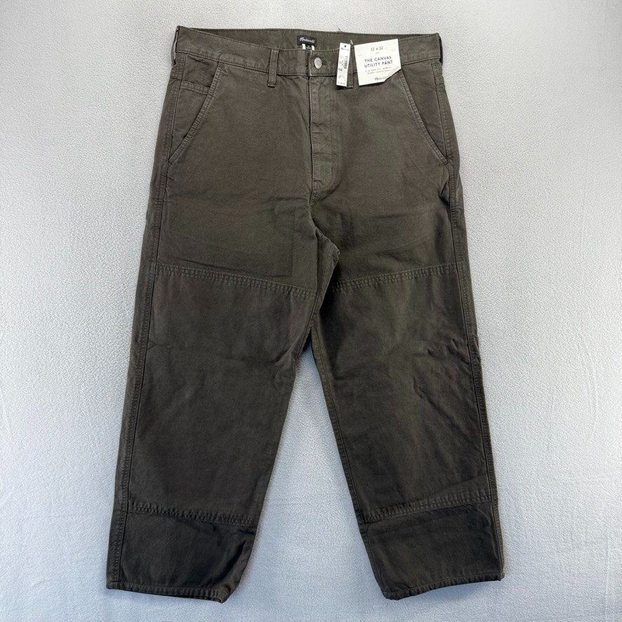 Madewell Pants Men’s 32×32 FITS 32×27 Brown Canvas Utility Double Knee Baggy NEW