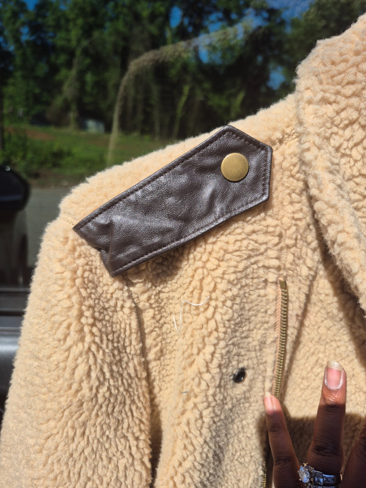 POLO RALPH LAUREN Sherpa Fleece Moto Jacket Leather Trim Women’s Size SP
