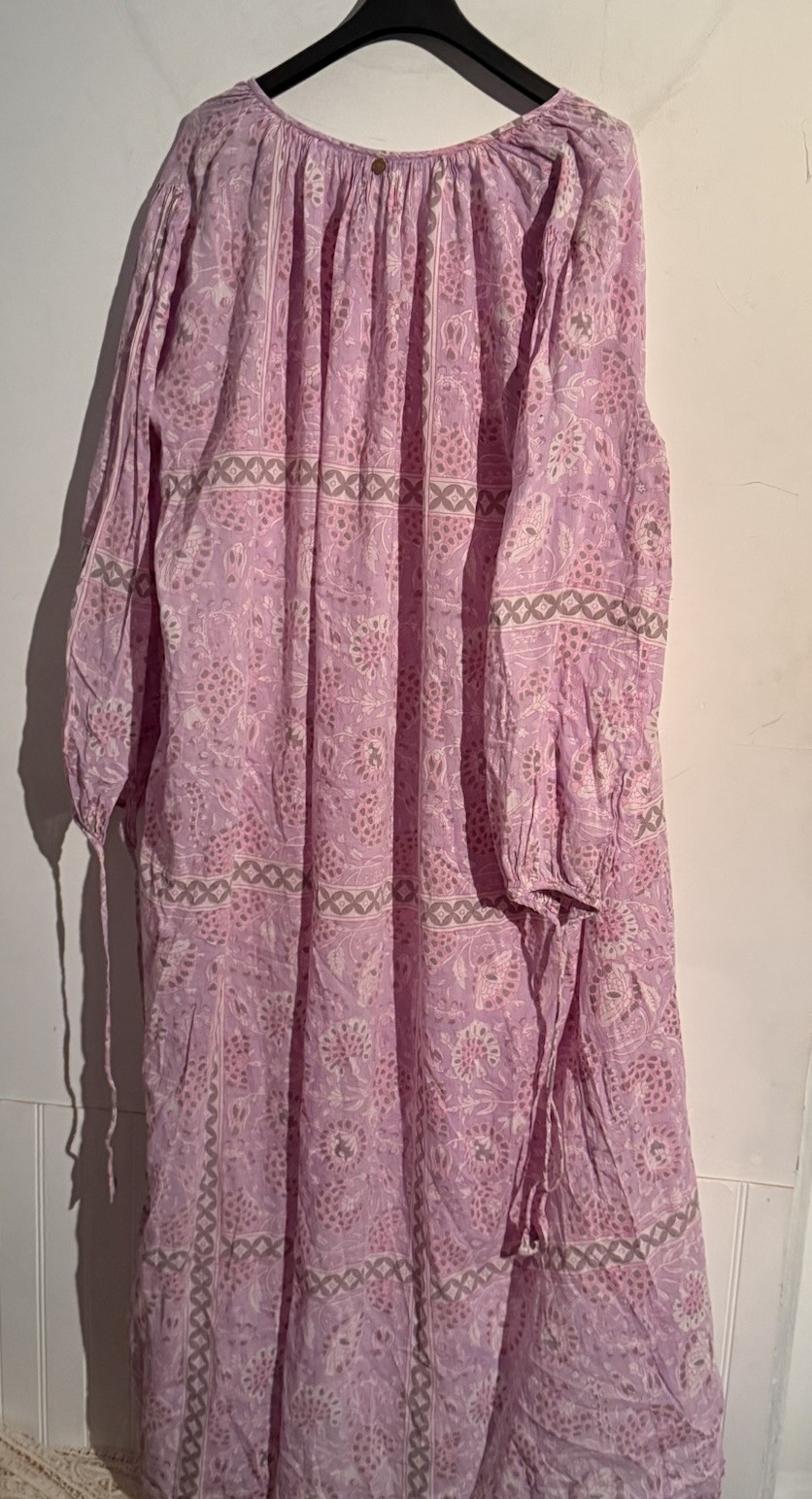 Antik Batik Maxi Dress Long Sleeve Boho Tent Size 38/S Relaxed Lagenlook Coastal