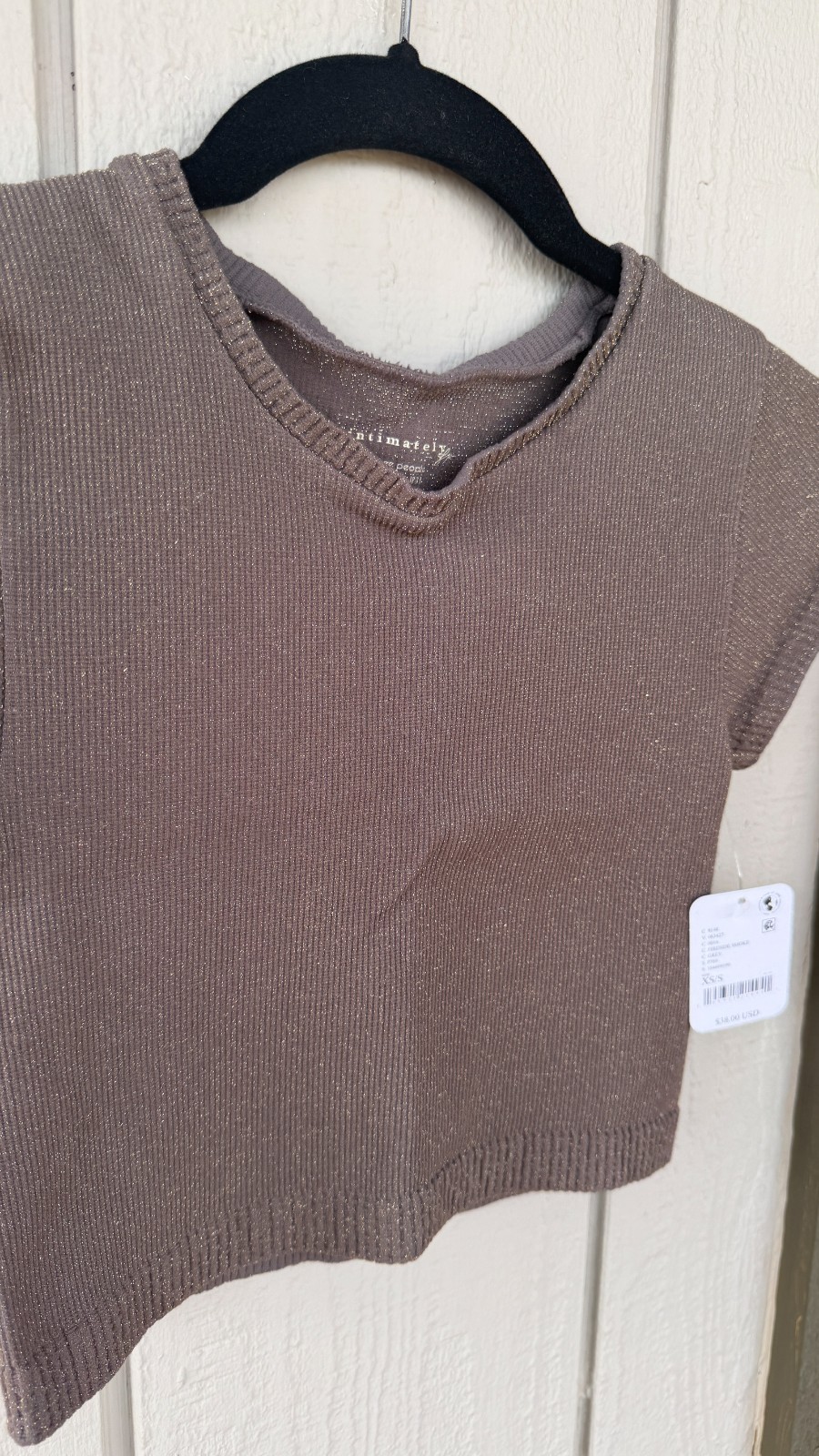 NWT Free People Intimately Midnight Glow Lurex Crop XS/S Grey Glitter ORIG $38
